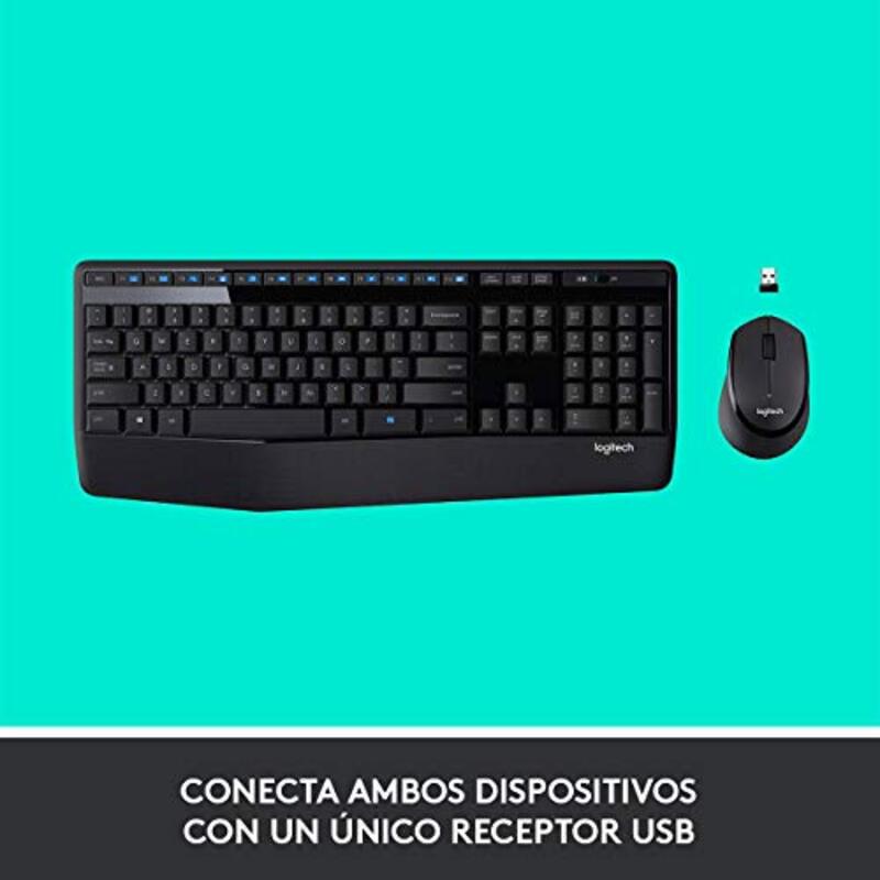 Logitech Wireless Inalambrico Teclado English Keyboard and Mouse Combo, Mk345, Black