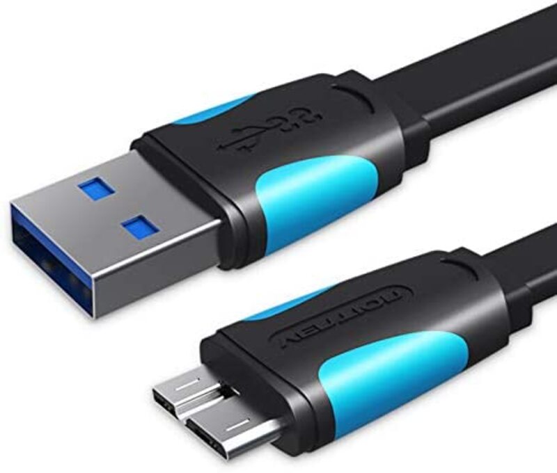 Vention 1-Meter Super Speed USB 3.0 Cable, USB Type A Male to Micro B USB for External Hard Drive Samsung S5 and Note 3, Black/Blue