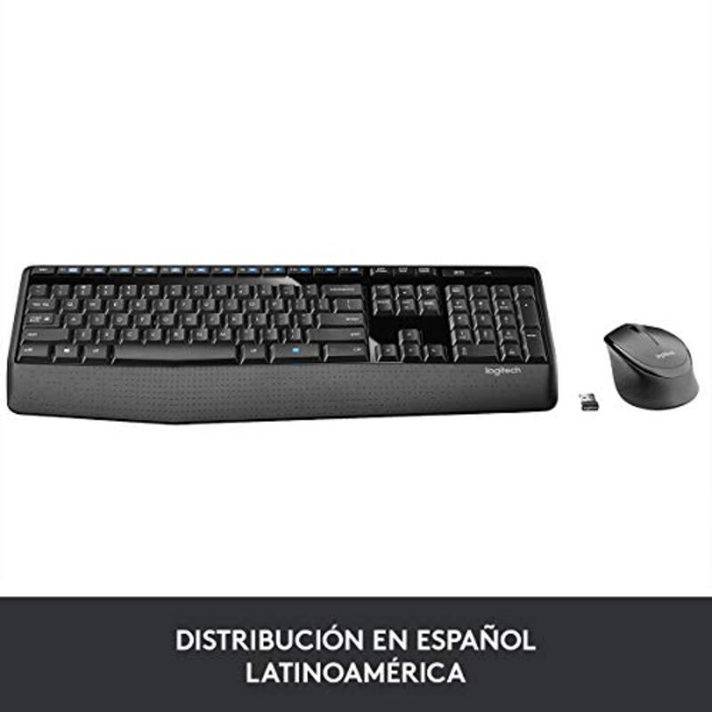 Logitech Wireless Inalambrico Teclado English Keyboard and Mouse Combo, Mk345, Black