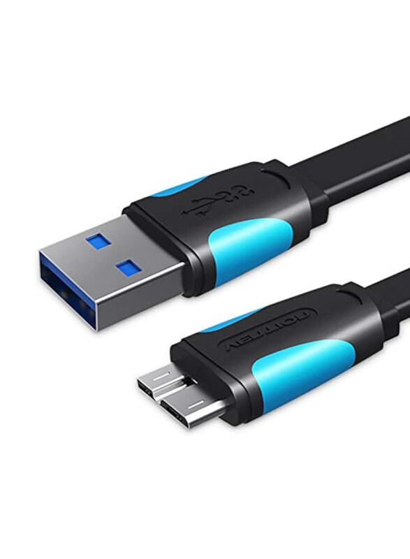 

Vention 0.25-Meter Flat USB 3.0 Tinned Copper Cable, USB 3.0 A to Micro B USB for External Hard Drive, Black