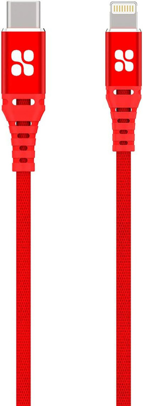 

Promate Heavy Duty 29W Power Delivery Mesh-Armoured Cable, USB Type-C to Apple MFi Certified Lightning Cable for Smartphones, Red