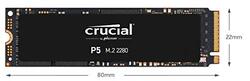 Crucial 500GB P5 3D NAND PCIe M.2 Internal SSD with Up to 2400 MB/s for PC/Laptop, CT500P5SSD8, Black