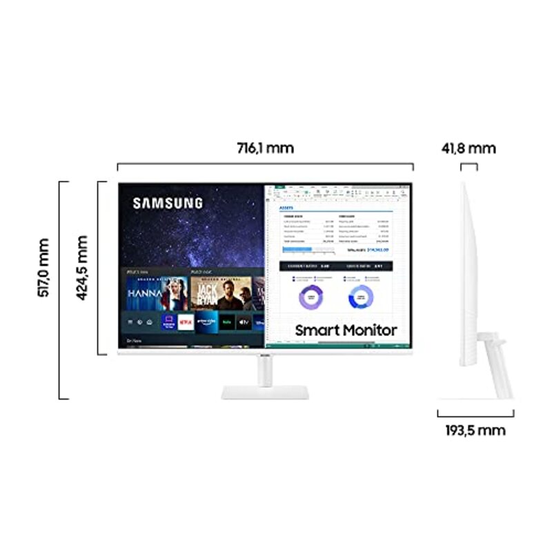 Samsung 32 Inch M5 FHD Smart LED Monitor with Smart TV Experience, White