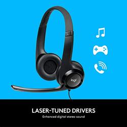 Logitech Wired Over-Ear H390 Stereo Headphones with Noise Cancelling Microphone, USB, In Line Controls, Black