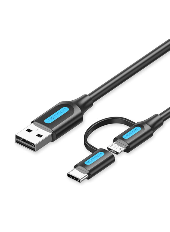 

Vention 0.5-Meter 480Mbps Fixed Transfer USB 2.0 A 2-in-1 Micro B & USB-C Male 2 Interfaces Cable, Supports Various Charging Protocols, Black