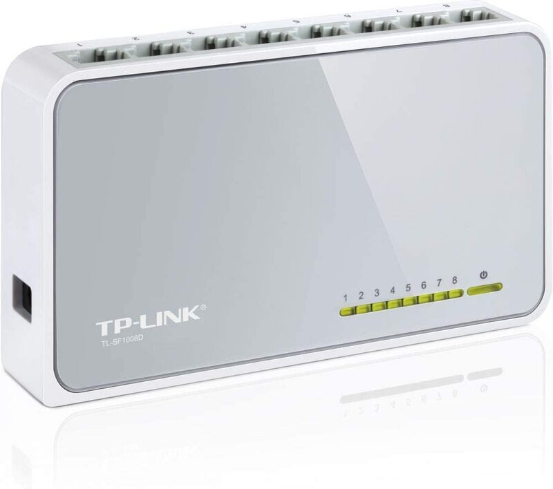 TP-Link TL-SF1008D 8-Port 10/100Mbps Desktop Switch, White