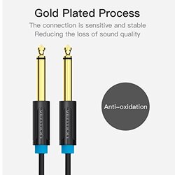 Vention 2-Meter 6.35mm Guitar Lead Cable, 1/4" to 1/4" TS Professional Speaker Cable Bass AMP Cord 1/4 Straight to Straight, Black