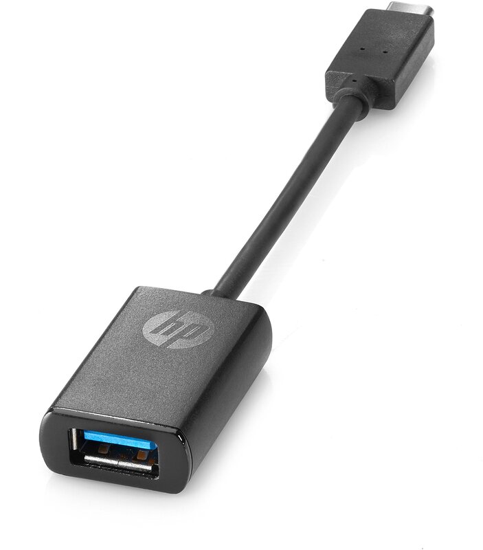 HP USB-C to USB 3 Adapter, USB-C, USB 3.0, Male/Female, Compact, Convenient, Lightweight Black - P7Z56AA