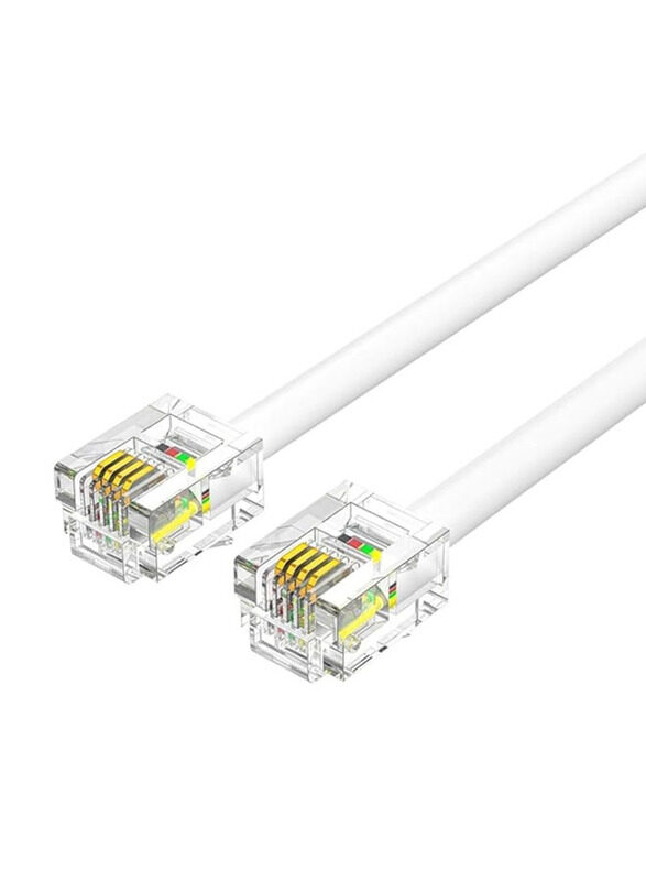 

Vention 2-Meter RJ11 Flat Telephone Patch Cable, RJ11 to RJ11 for network Devices, IQBW, White