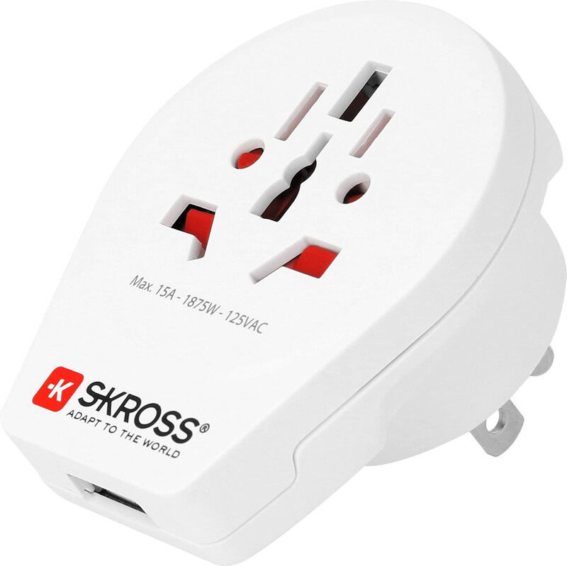 

Skross World to USA Adapters with Single USB, White