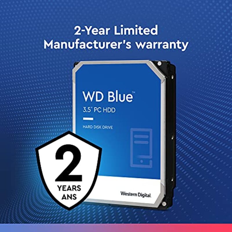 Western Digital 4TB 3.5 Inch Blue PC Internal Hard Drive HDD with 5400 RPM, SATA 6gb/s, 256 MB Cache, WD40EZAZ SATA, Multicolour