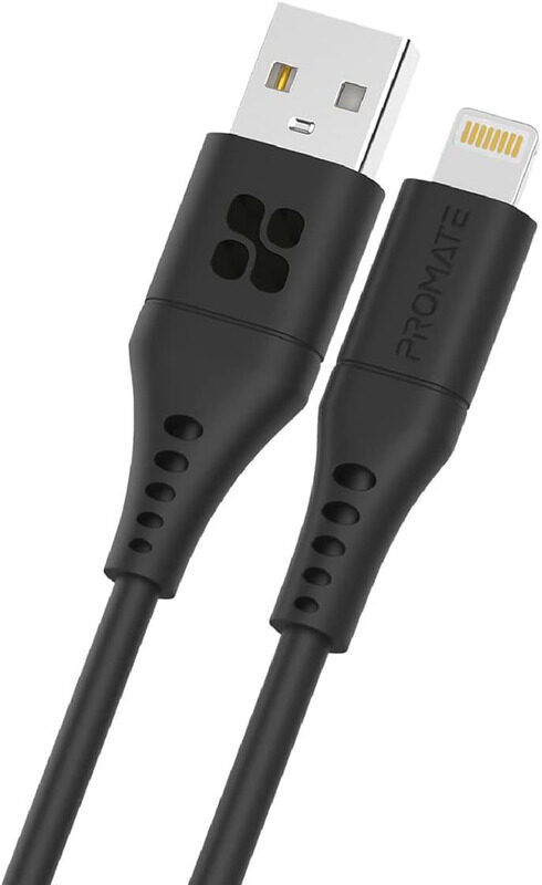 

Promate 1.2-Meters 480 Mbps Data Sync Lightning Cable, USB Type A to Lightning for Laptop/iPhone, Black
