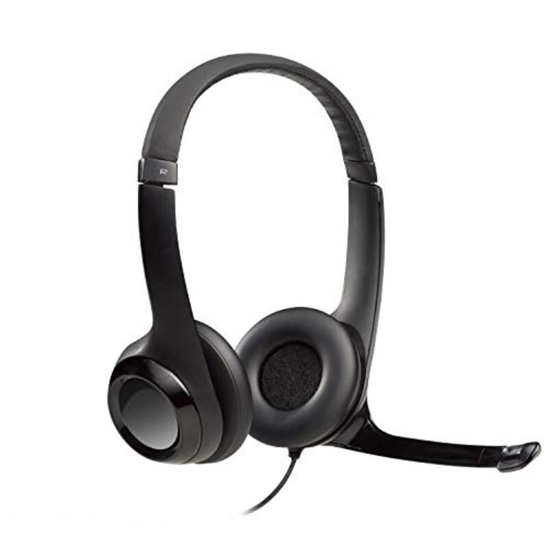 Logitech H390 Wired On-Ear Noise Cancelling Headset with Mic, Black