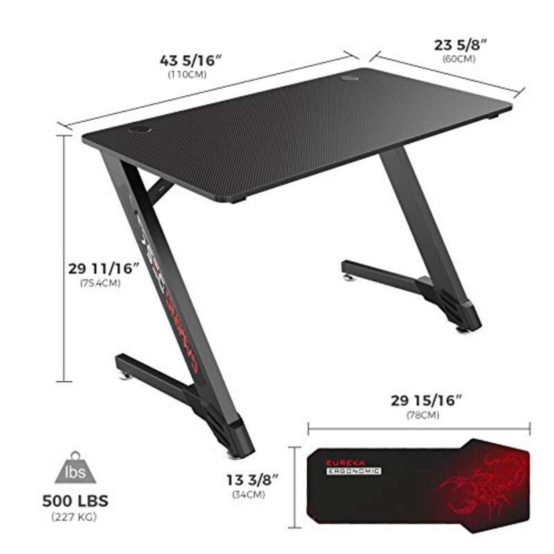 Eureka Ergonomic Gaming Desk, Black