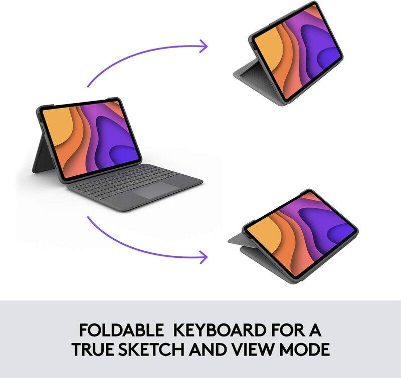 

Logitech Folio Touch iPad Keyboard Case with Trackpad and Smart Connector for iPad Air 11 inch M2, iPad Air 4th, 5th gen, Ara Qwerty Graphite.