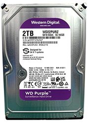 Western Digital 2TB Hard Drive Purple/s with 24/7 Recording, Ideal for Surveillance Systems, WD22PURZ, Purple
