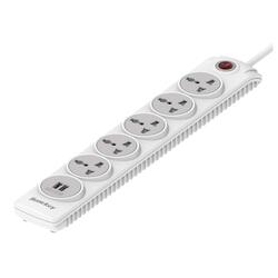 Huntkey SZN607 5 Way Power Strip Cable with Surge Protector, White