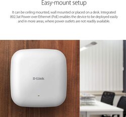 D-Link Wireless AC1750 Wave 2 Dual-Band PoE Access Point, DAP-2680, White