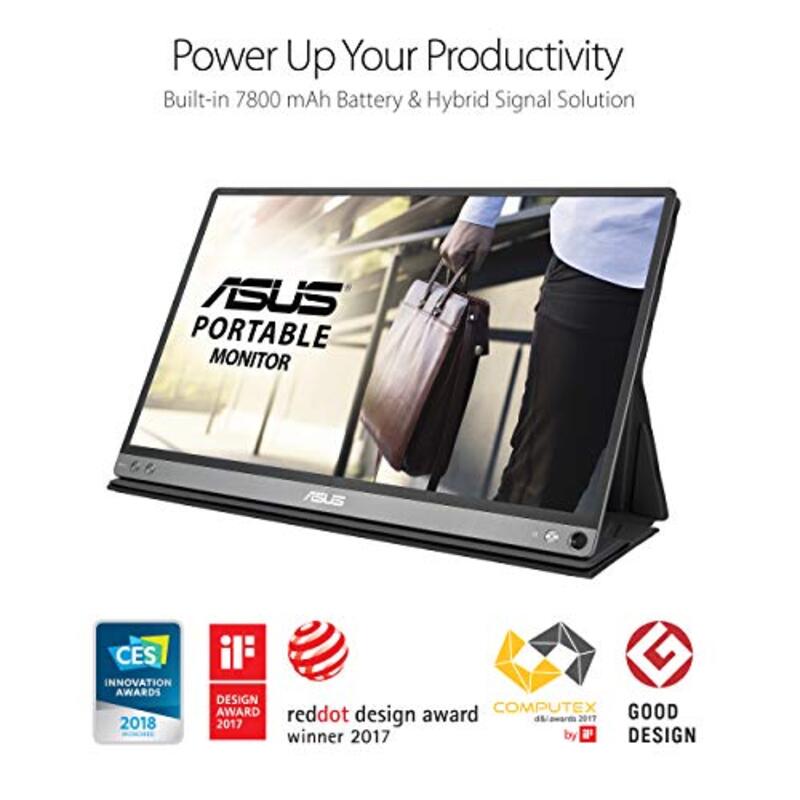 Asus 15.6 Inch Zenscreen Go Full HD IPS USB Type-C Portable Eye Care LCD Monitor, MB16AP, Black