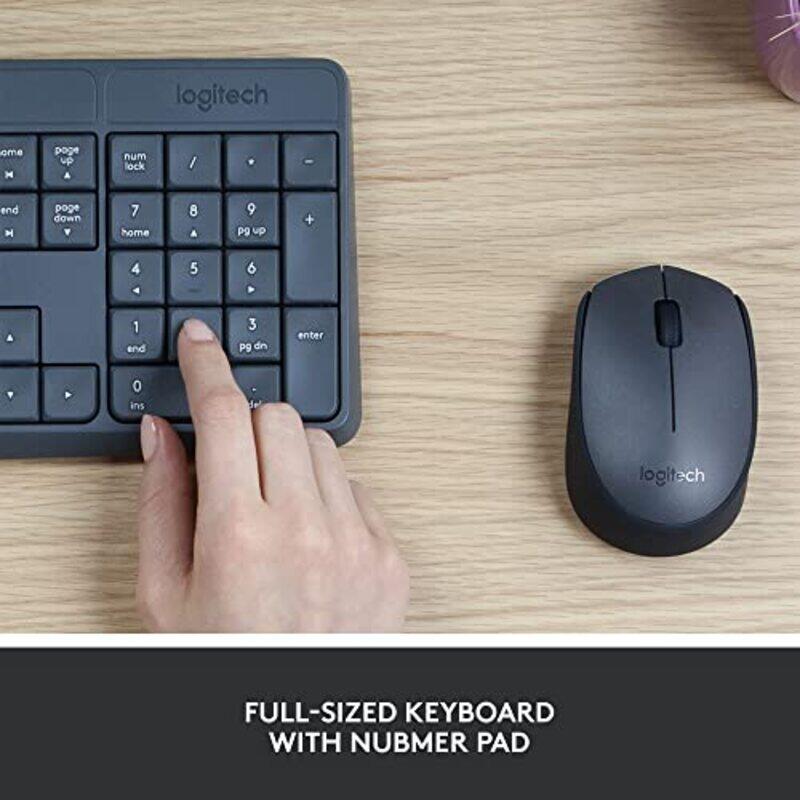 Logitech Wireless English Keyboard and Mouse Combo, MK235, Grey