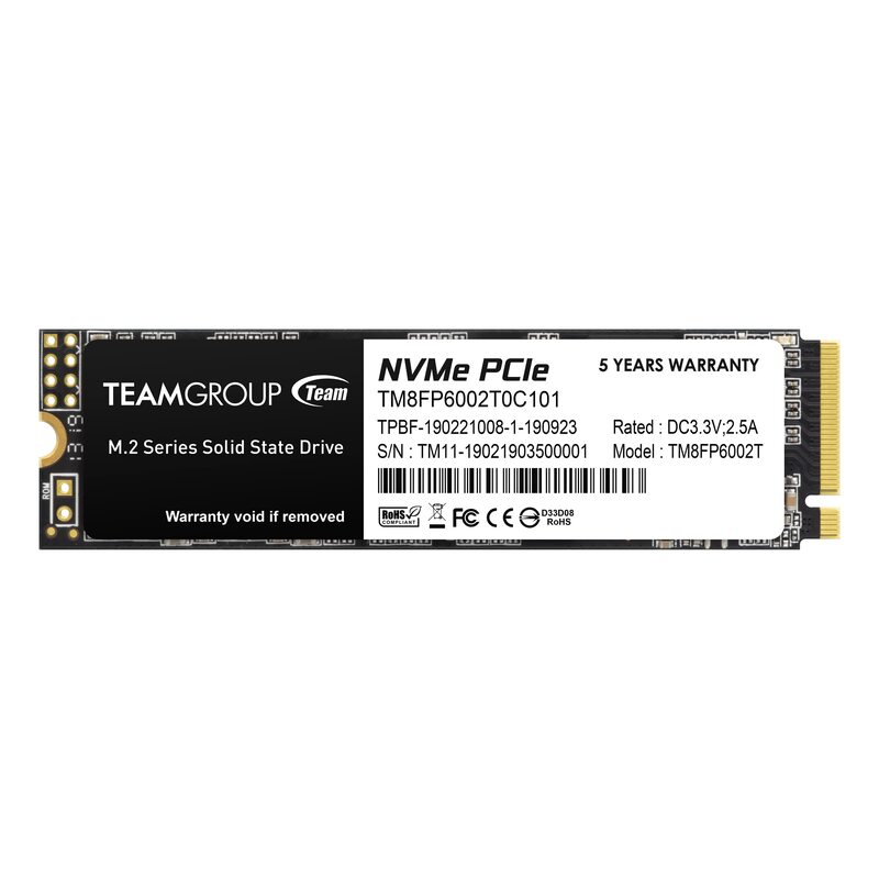 TeamGroup 2TB MP33 SLC Cache 3D NAND TLC NVMe 1.3 PCIe Gen3x4 M.2 2280 Internal SSD, TM8FP6002T0C101, Multicolour