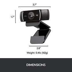 Logitech C922 HD 1080p/30fps or HD 720p/60fps Pro Stream Webcam, Black