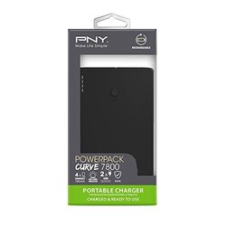 PNY Curve 7800mAh Wired 1 A Universal Portable Power Bank, Black
