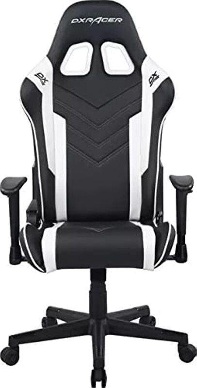 Dxracer P Series Gaming Chair with Ergonomic Headrest and Lumbar Support, Black/White