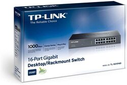 TP-Link 16-Port Gigabit Desktop/Rackmount Switch, Tl-sg1016d, Black