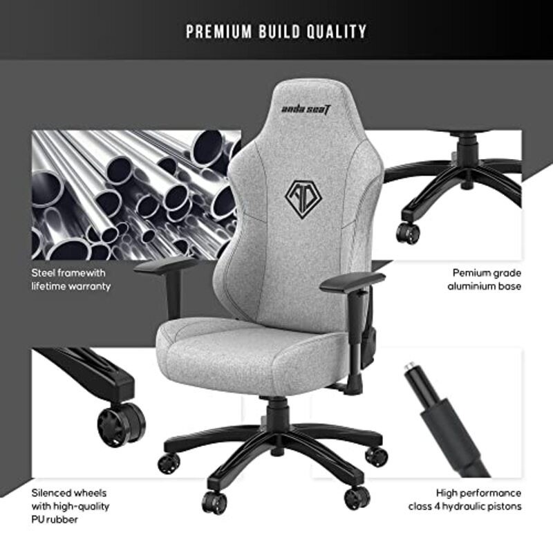 Anda Seat Phantom 3 Series Premium Gaming Chair with Neck Pillow and Lumbar Back Suppor Fabric, Grey