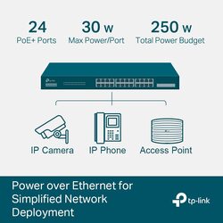 TP-Link JetStream 28-Port Gigabit Smart Switch with 24-Port PoE+ and 4 SFP Slots, TL-SG2428P, Black