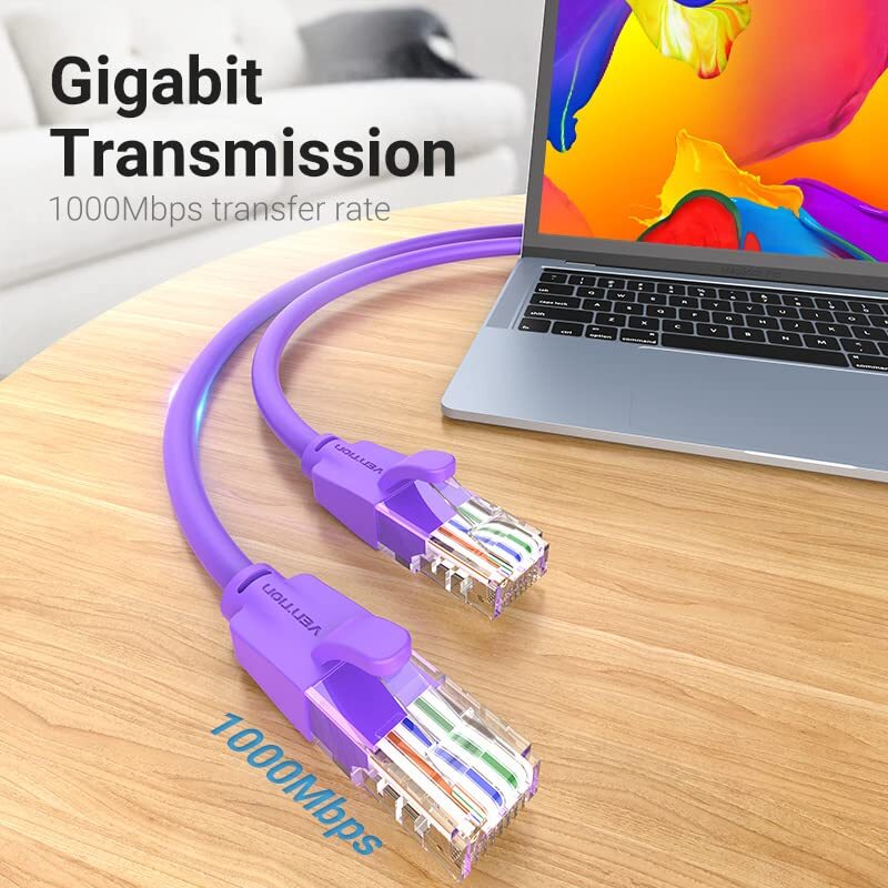 Vention 2-Meter IBE Series Cat6 UTP Patch Ethernet Cable, RJ45 Male to RJ45, Purple