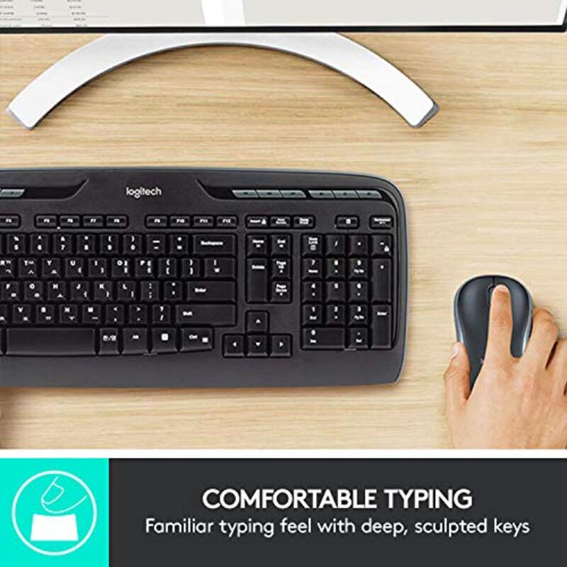 Logitech MK330 Wireless English Keyboard & Mouse, Black