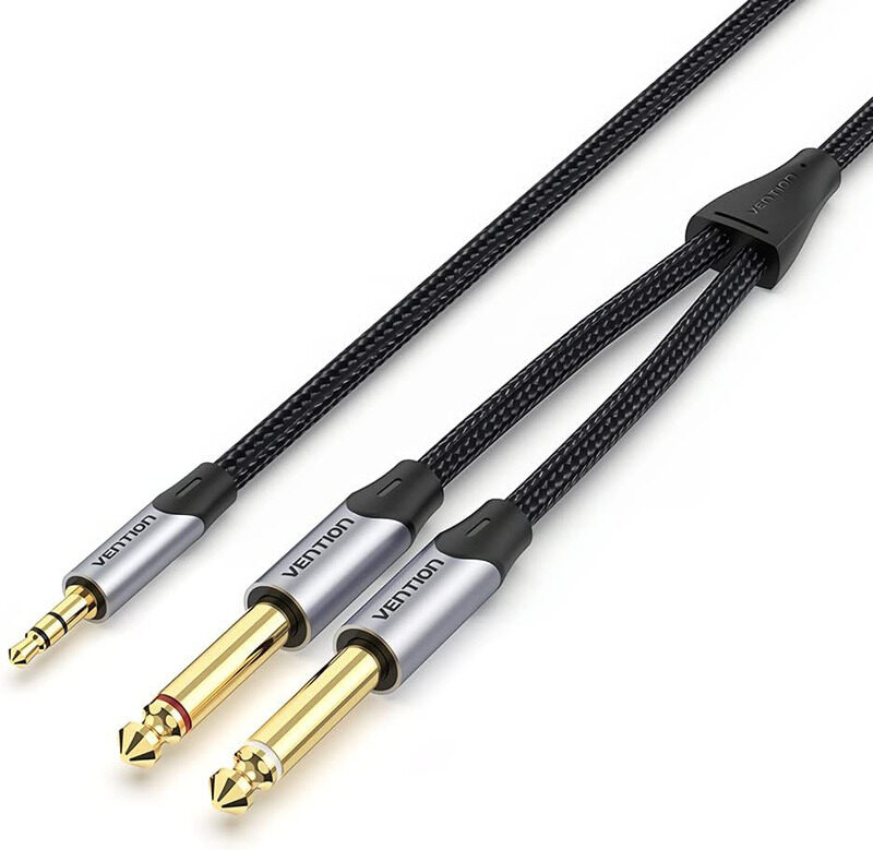 

Vention 1.5-Meter Audio Cable, 3.5mm to 2 6.5mm for Amplifier/Speaker, Black