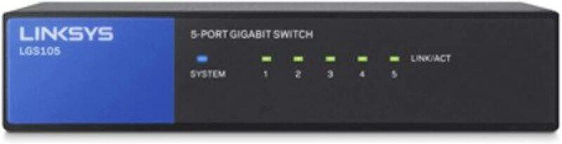 

Linksys 5-Port Business Desktop Gigabit Ethernet Unmanaged Switch, LGS105, Black/Blue