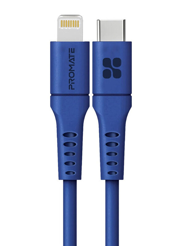 

Promate 1-Meter USB Cable, USB Type-C to Lightning Cable Fast-Charging 20W for Apple iPhone 13/12/PowerLink-120, Blue