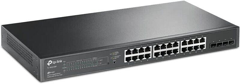 TP-Link JetStream 28-Port Gigabit Smart Switch with 24-Port PoE+ and 4 SFP Slots, TL-SG2428P, Black