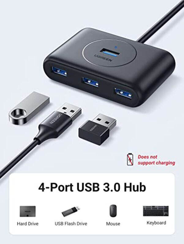 Ugreen USB 3.0 A USB Hub, Black