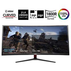 Msi 34 Inch Quad HD Curved Ultrawide FreeSync LED Gaming Monitor, MAG341CQ, Black