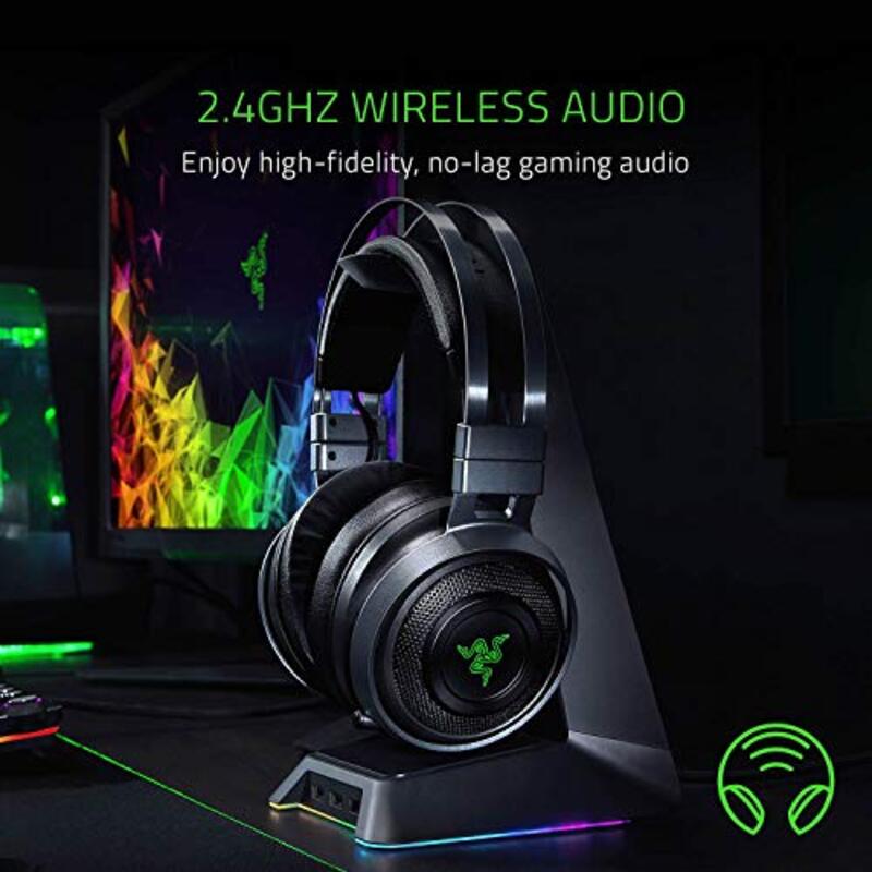 Razer RZ04-02670100-R3M1 Nari Ultimate Wireless 7.1 Surround Sound Gaming Headset for PC, PlayStation PS4, PlayStation PS5, Black