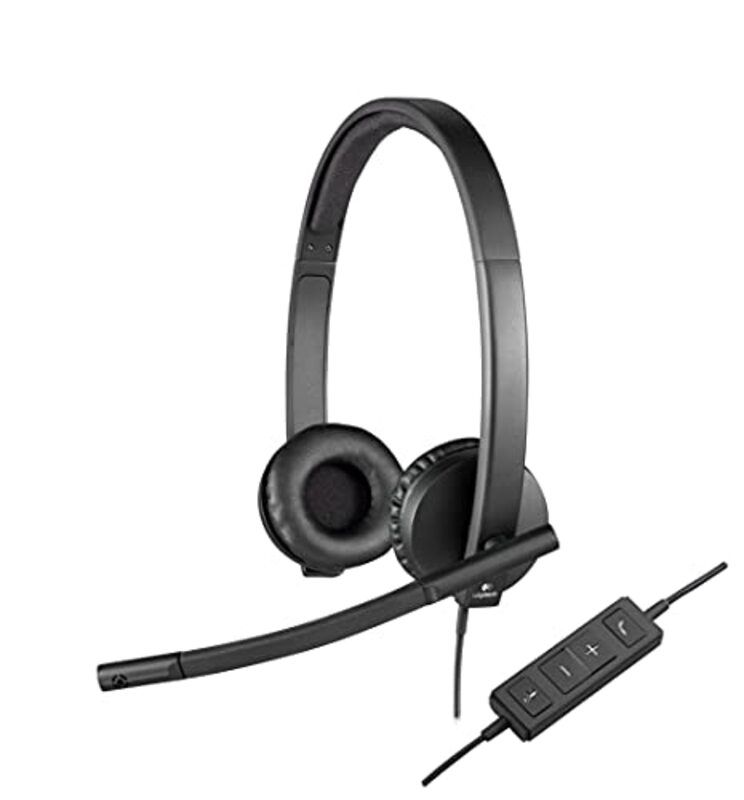 Logitech Wired Over-Ear H570e Stereo Headphones with Noise-Cancelling Microphone, USB, In-Line Controls with Mute Button, Indicator LED, PC/Mac/Laptop, Black
