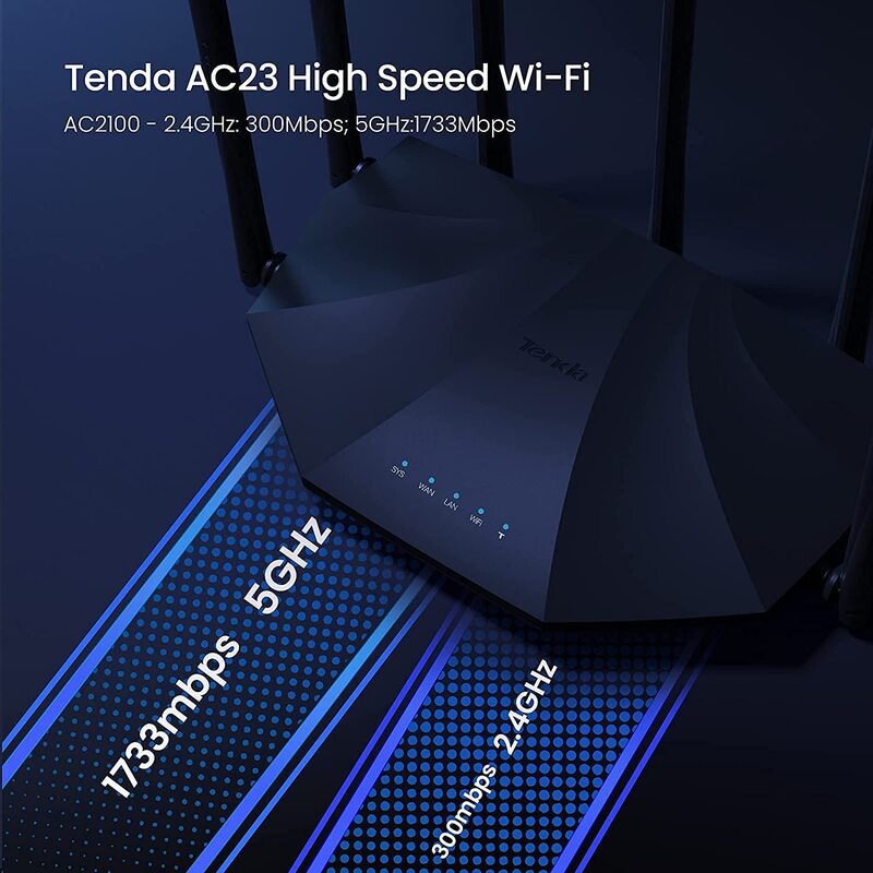 Tenda AC23 AC2100 Dual Band Gigabit WiFi Router, Black