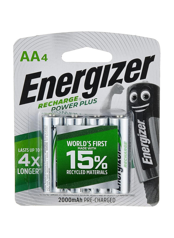 

Energizer Rechargeable Batteries AA Recharge Power Plus, 4 Pieces, Silver
