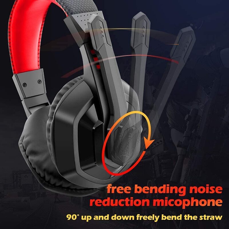 Redragon H120 Over-Ear Wired Gaming Headset, Black/Orange