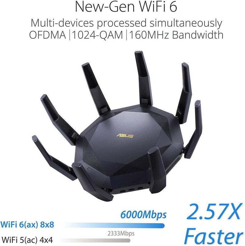 ASUS Rt Ax89x 12 Stream Ax6000 Dual Band Wi Fi 6 Router, 90ig04j1-bm3010, Black