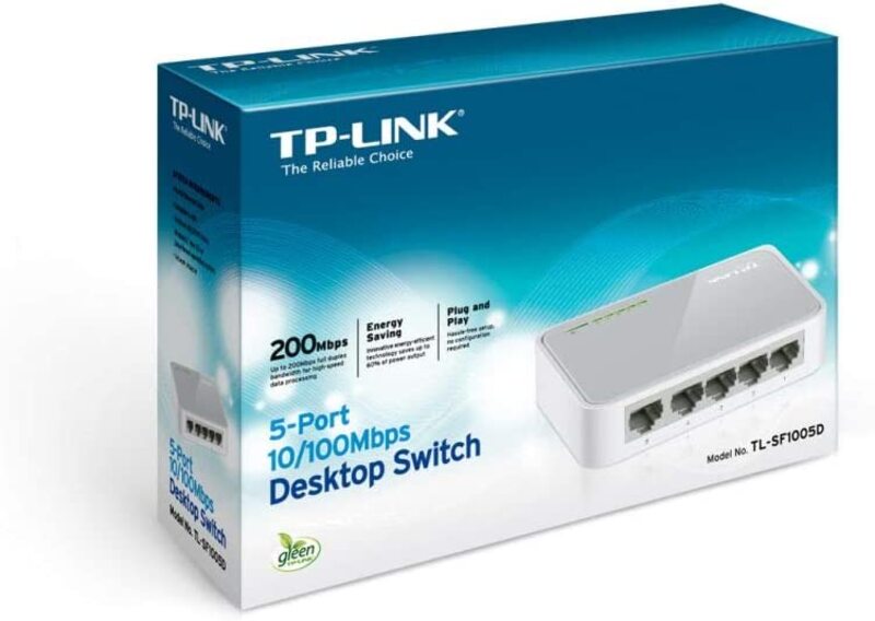 TP-Link 5-Port 10/100Mbps Desktop Switch, TL-SF1005D, White