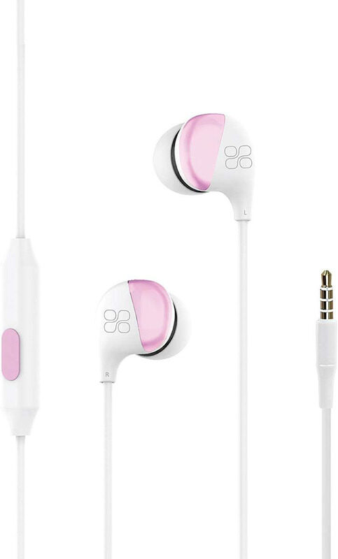 

Promate 3.5mm Jack In-Ear HD Stereo Earphones with Built-In Mic, White/Pink