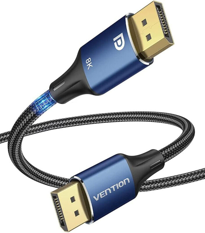 

Vention 3-Meters Cotton Braided DP Cable, Ultra HD DisplayPort Male to Male DisplayPort Cable for Laptop/PC/TV/Gaming Monitor, Black/Blue