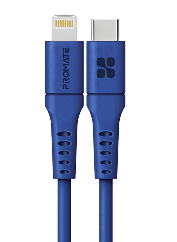 

Promate 2-Meter 20W Lightning Cable, USB Type-C to Lightning for Smartphones/Tablets, Blue