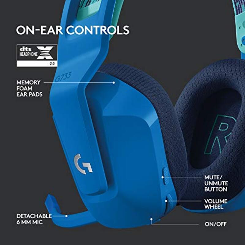 Logitech G733 Lightspeed Wireless Gaming Headset, Blue